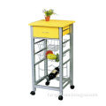 Kitchen trolley, steel tube frame, MDF table top & basket